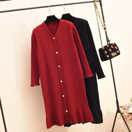 Autumn Winter Sweater Maxi Dresses Women V-neck Pullover Woman Sweaters Vestidos Kint Female Clothes Pull Femme Hiver WPY2133