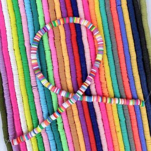 4mm 6mm Flat Round Polymer Clay Beads Chip Disk Loose Spacer Handmade Beads For DIY Jewelry Making Earring Bracelet Necklace
