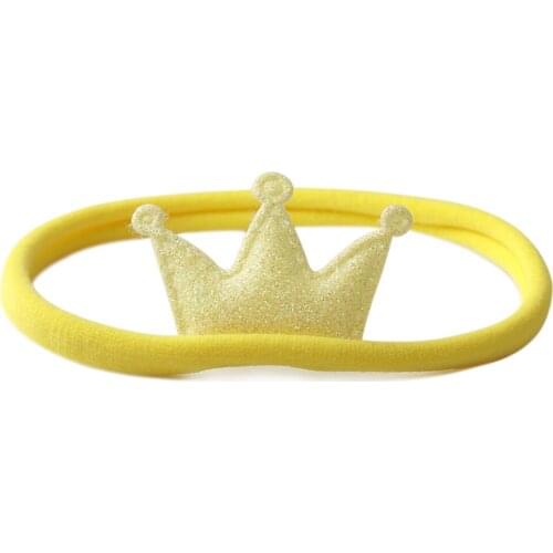 1 PC New Arrival Glittering Crown Headband Girls PU Crowns Nylon Hair Band Headwear Princess Head Bands For Children
