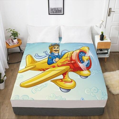 Cartoon Childrens Elastic fitted sheet bed sheet With An Elastic Band Mattress Cover Bed cover for kids baby Car aircraft