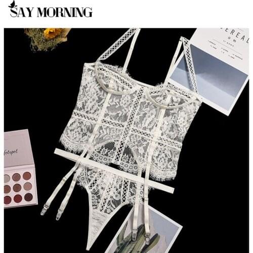 SAY MORNING 2-PieceS Embrodiery Lace Lingerie Set Women Hallow Out Patchwork Sexy Underwear 2020 Ladies Bra Set