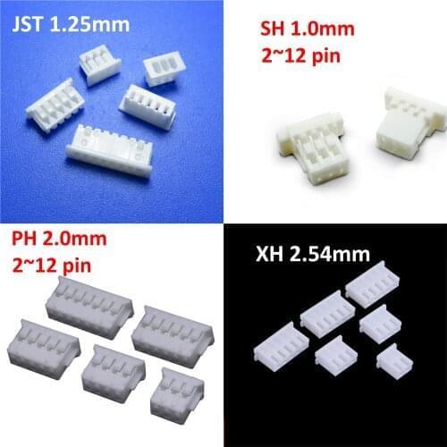 100pcs SH 1.0 JST 1.25 PH 2.0 XH 2.54 mm Pitch Connector 2/3/4/5/6/7/8/9/10/11/12/13/14/15/16P Pin Housing Shell