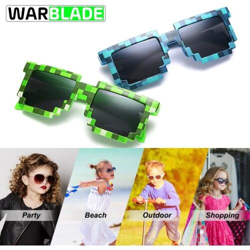 Wholesale 10pcs/lot Kids Sun glasses Cycling Sunglasses Mosaic Boys Girls Pixel Eyewares Novelty Children Gift