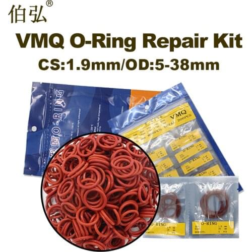 O-ring Seal Ring Red Silicone/VMQ thickness CS1.9mm multiple size repair kit combination Gasket Washer Silicon Rubber O ring