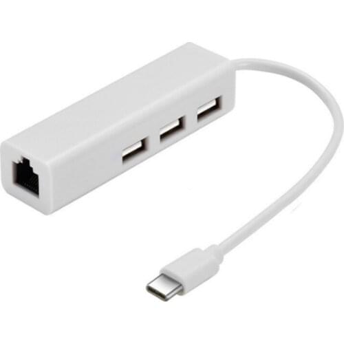 USB 3.1 Type C to Ethernet LAN RJ45 Adapter Network Card 3 Ports USB 3.0 Hub Type-C Adapter Conveter High Speed For Macbook