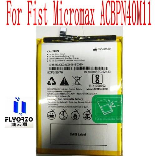 High Quality 4000mAh ACBPN40M11 Battery For Fist Micromax ACBPN40M11 Mobile Phone