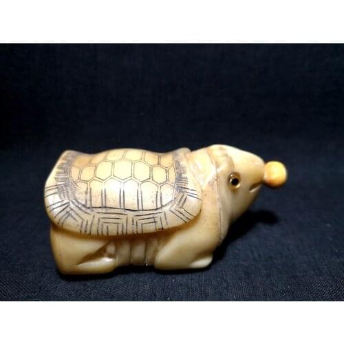 YIZHU CULTUER ART Collection Ornaments Asian China Old Hand Carved Lovely Turtle Snuff Bottles Family Decoration