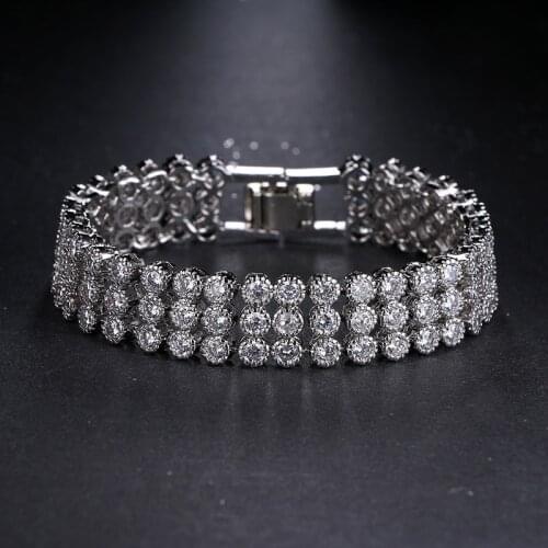 Bettyue Hot Sell Luxury Jewelry Unique Design 3 Row Round Shape AAA + Cubic Zircon Bride Wedding Bracelet & Bangle For Women