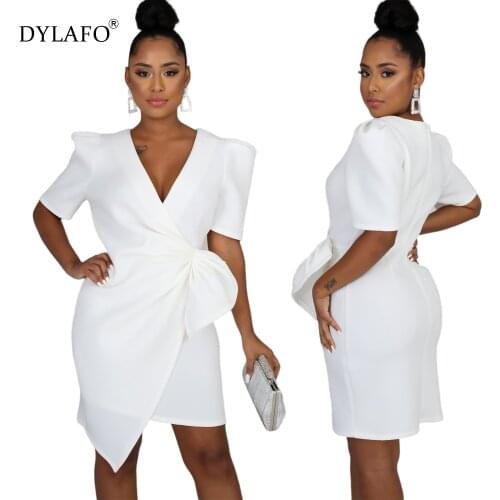 Womens Elegant Fashion Dress Summer Sexy Casual V Neck Short Sleeve Party Plus Size Business Office Dresses For Women Female