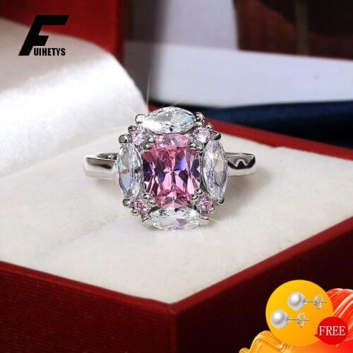 BaliJelry Women Ring Silver 925 Jewelry with Pink Zircon Gemstones Finger Ring for Wedding Engagement Accessories 2020 Trendy