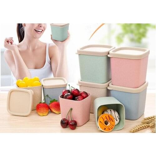 1PC Wheat Straw Kitchen Food Cereal Grain Bean Rice Storage Box Bottle Bins Container Boxes Cases Organizer OK 0870