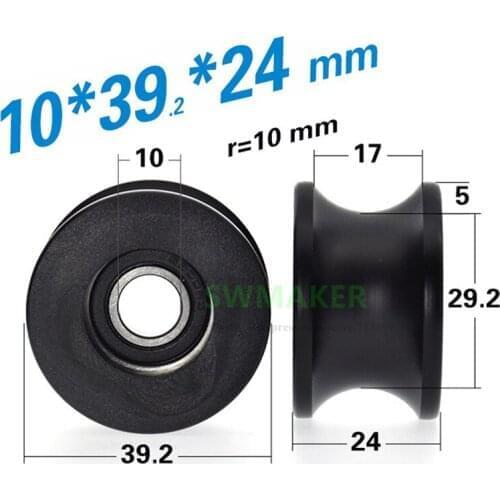 1pcs 10*39*24mm 6900RS bearing pulley, U-grooved roller plastic-coated bearing, 20mm diameter track R10 guide wheel