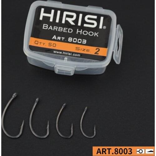 100pcs Carp Fishing Hook with Eye Coating High Carbon Stainless Steel Barbed 8003