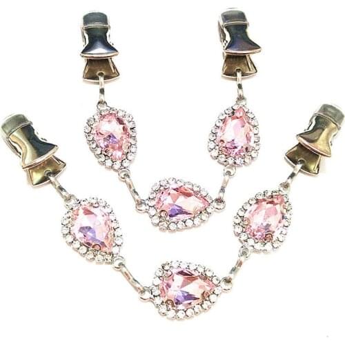 2pcs/lot Rhinestone Crystal Cardigan Clips Ladies Sweater Guard Women Shawl Pins Clamps Cloak Cape Clasps