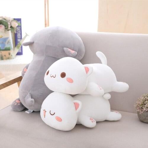 30/50/ 65cm Kawaii Lying Cat Plush Toys Stuffed Cute Cat Doll Lovely Animal Pillow Soft Cartoon Cushion Kid Christmas Gift