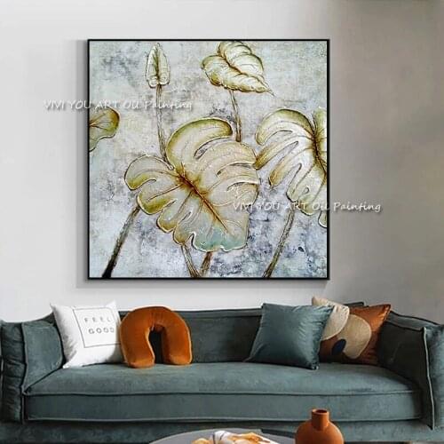 Abstract Grey Flowers Nordic Canvas Oil Painting Modern Wall Art Posters Handmade Pictures For Living Room Home Dining Decor