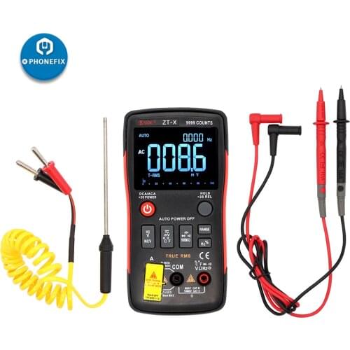 PHONEFIX ZT-X LCD Digital Multimeter True RMS 9999 Counts Multimeter DMM DC/AC Voltmeter Ammeter Ohm HZ Temperature Tester