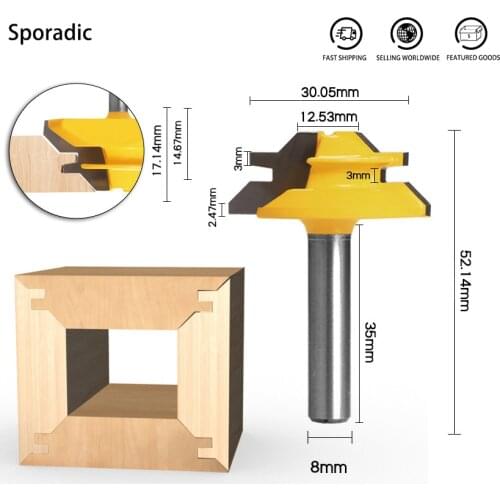 45 Degree Lock Miter Router Bit 1/4 Shank Tenon Milling Tool For CNC Wood Cutter Router Bits Set Carpentry Tools Woodworking