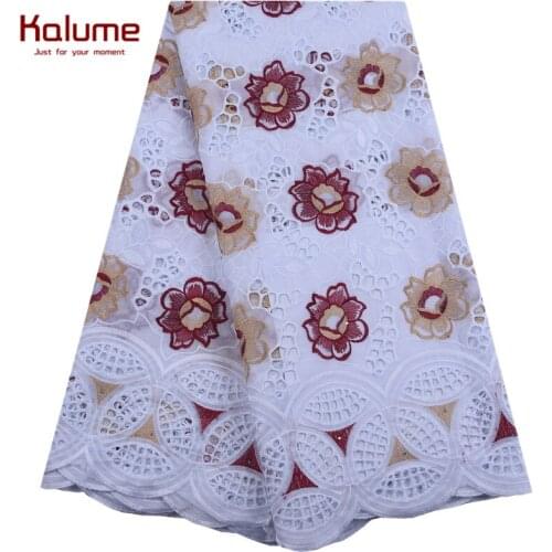 Kalume Latest Fashion African Swiss Cotton Lace Fabric Soft Swiss Voile Lace In Switzerland With Stones For Nigerian Dress F1896