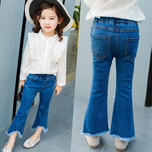 Fashion Flared Pants Girls Jeans Spring Autumn Girls Leggings Children Slim Pants Kids Trousers