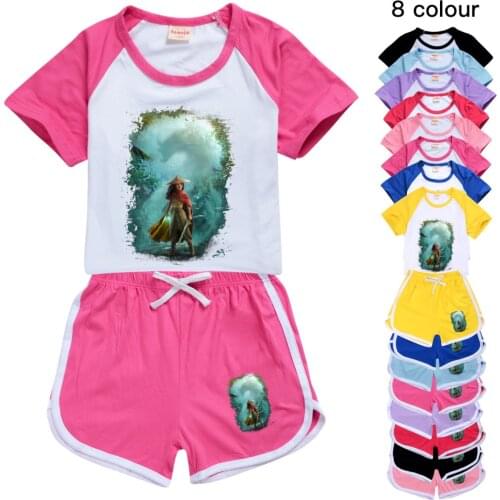Girls Boys Summer Set Raya and The Last Dragon Kids Sports T shirt +Pants set Baby Clothing Comfortable outfits Pyjamas