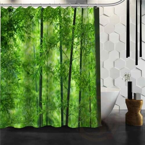 Hot Product modern Green bamboo Shower Curtain Pattern Custom Bath Curtain Fabric Polyester beautiful Nice Curtains