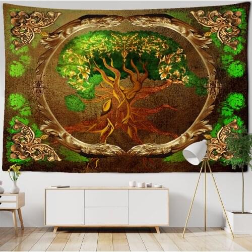 World Tree Tapestry Wall Hanging Boho Decor Wall Cloth Tapestries Psychedelic Hippie Night Moon Tapestry Mandala Wall Carpet