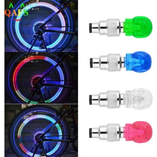 2pcs/lot Multifuction Bike Bicycle Motorcycle Car Wheel Spoke Tire Valve Cap Skull Shape Neon LED Light Lamp Bulb