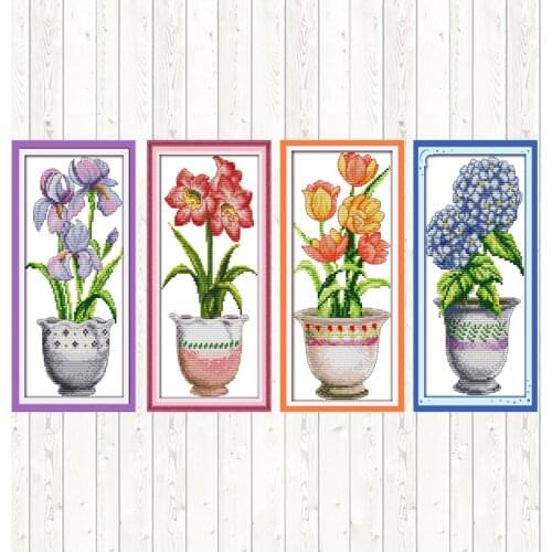 Purple Flower Cross Stitch Flowers Kit,Needlework,canvas for Embroidery Kit,Red Flowers Series Patterns Counted Cross Stitch Kit