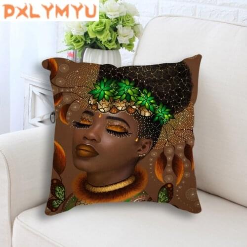 Africa Decorative Cushion Cover Traditional Culture Art Decoration Cushion Cover African Woman Abstract Throw Pillow Case