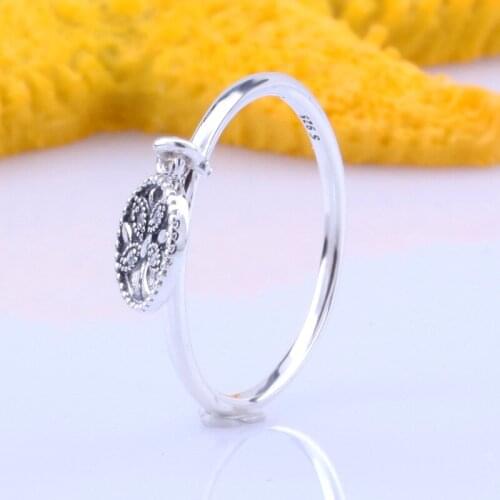 Bewill Authentic 925 Sterling Silver New Retro Palace Style Tree Of Life Ring Valentines Day Gift