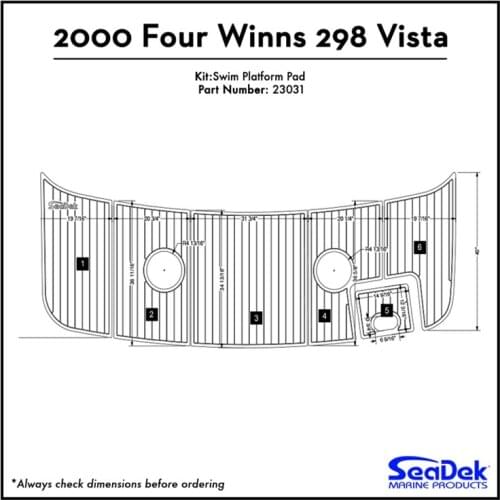 2000 Four Winns 298 Vista Swim Platform Pad Boat EVA Teak Decking 1/4" 6mm