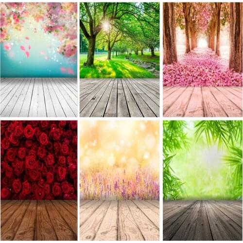 SHENGYONGBAO Spring Forest Wooden Floor Photography Backgrounds Sky Sea Scenery Baby Photo Backdrops Studio 21415 FGM-01