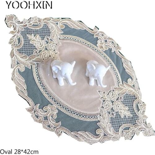 Modern Lace oval Embroidery drink table place mat wedding pad Cloth placemat cup mug Christmas gift coaster dining doily kitchen
