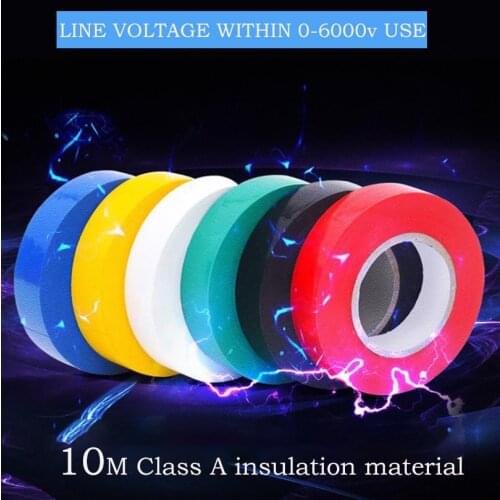 10M Wire Flame Retardant Electrical Insulation Tape High Voltage PVC Film Tape Waterproof Self-adhesive Electrician Tape