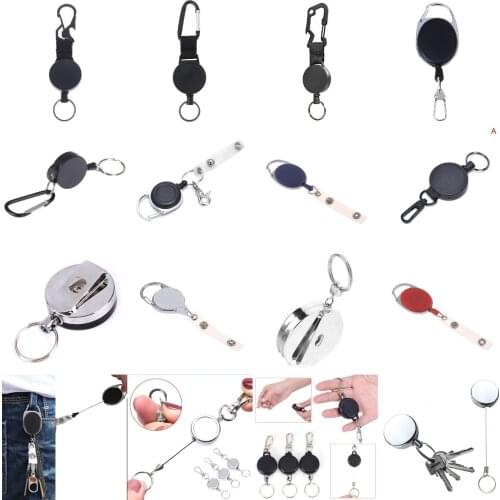 20Styles Key Ring Clip Retractable Pull Key Ring Chain Reel Extendable Belt Reel ID Lanyard Name Tag Card Badge Holder