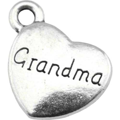 WYSIWYG 10pcs 15x18mm Double Sided Grandma Heart Charms Family Heart Grandma Charms Grandma Heart Pendant Charms
