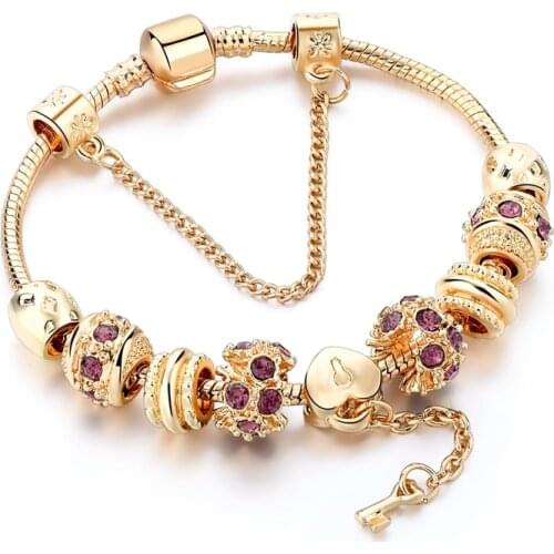 YADA 2020 Trendy gold color Key shape diy Bracelets&Bangles For Women Chain Bracelets Charm Crystal Jewelry Bracelet BT200368