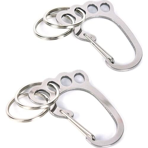 1pc Stainless Steel Small Foot Shape Keychain Cute Key Ring Hook Outdoor Camping Hiking Buckle Carabiner Key Holder