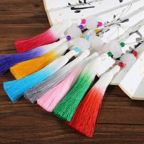 10 Colors White Jade Lotus Flower Tassels Double Color Gradient Fringe Charms Pendant for DIY Key Bag Curtain Garment Accessory
