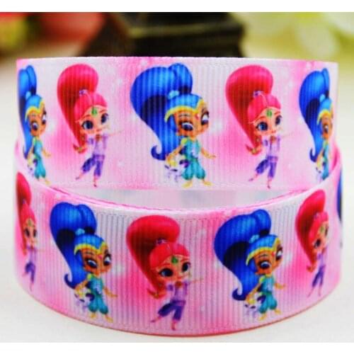 22mm 25mm 38mm 75mm Ruban satin Shimmer and Shine Cartoon Character printed Grosgrain Ribbon party decoration X-01982 10 Yards