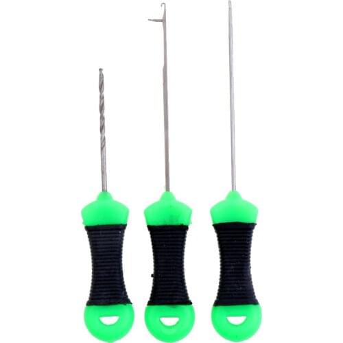 3Pcs Fishing Bait Needle Tool Set, Stringer Drill Hooks Boilie Needle, 3 in 1 Fishing Bait Rigs Cebo de pesca de aguja