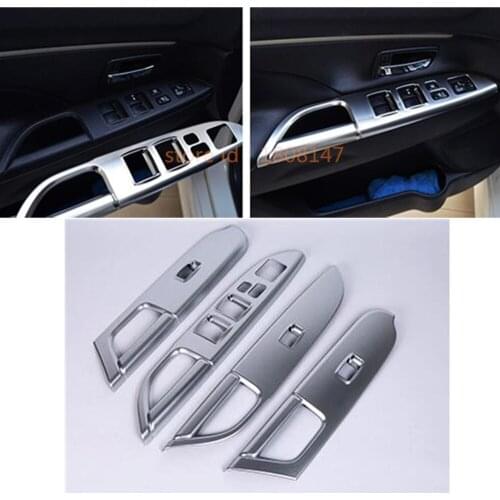 Car ABS chrome Interior inside inner door Window glass switch panel trim frame molding 4pcs For Mitsubishi ASX 2013 2014 2015