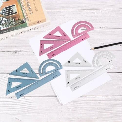 4pcs/set UV aluminum alloy ruler Drawing Measurement Geometry Triangle ruler straightedge Protractor Ruler Suit