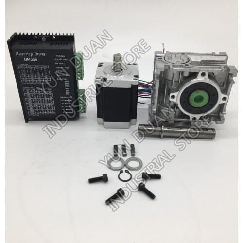 40:1 Worm Gearbox RV030 Speed Reducer 14mm output + Nema23 Stepper Motor driver kit 3NM 360Oz-in Convert 90degree For CNC Router