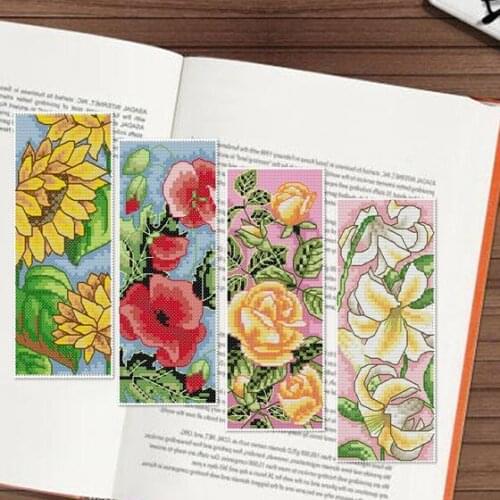 902 Bookmark Sunflower Rose Lily Poppy DIY Craft Stich Cross Stitch Needlework Embroidery Crafts Counted Cross-Stitching Kit