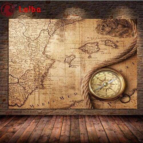 DIY Diamond Painting Hot selling home retro world map Diamond Mosaic Full Drill Square Embroidery Cross Stitch Handmade Hobby