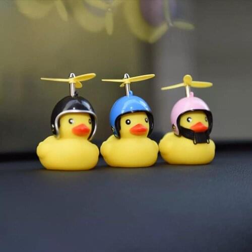 Car Bicycle Duck Spinning Propeller Helmet Broken Wind Yellow Duck Warning Light Whistle MTB Road Bike Motor Bicycle Deco