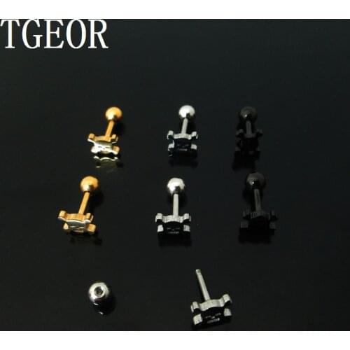 Free shipping 1 Pair 1.2*6*4/6mm skull laser cut surgical Steel TITANIUM PLATED COLORS tragus piercing earring