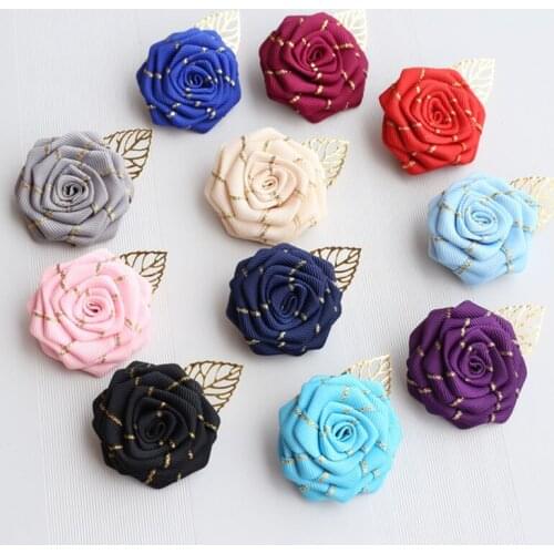 5Pieces/Bag Formal Occasion Corsage Handmade Size 4.5CM Fabric Rose Wedding Boutonniere Party Prom Brooch Clothes Accessories